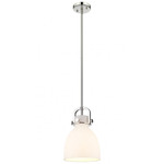 Newton Bell Stem Hung Mini Pendant - Polished Nickel / Matte White