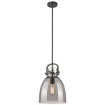 Newton Bell Stem Hung Pendant - Matte Black / Smoked