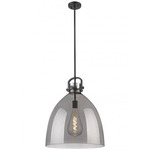 Newton Bell Stem Hung Pendant - Matte Black / Smoked