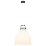 Newton Bell Stem Hung Pendant - Matte Black / Matte White