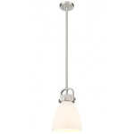 Newton Bell Stem Hung Mini Pendant - Satin Nickel / Matte White