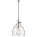 Newton Bell Stem Hung Pendant - Polished Nickel / Clear Seedy