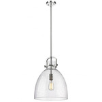 Newton Bell Stem Hung Pendant - Polished Nickel / Clear Seedy