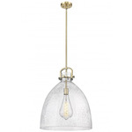 Newton Bell Stem Hung Pendant - Brushed Brass / Clear Seedy