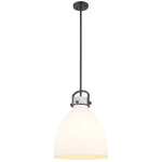 Newton Bell Stem Hung Pendant - Matte Black / Matte White