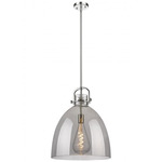 Newton Bell Stem Hung Pendant - Polished Nickel / Smoked