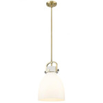Newton Bell Stem Hung Pendant - Brushed Brass / Matte White