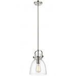 Newton Bell Stem Hung Mini Pendant - Polished Nickel / Clear