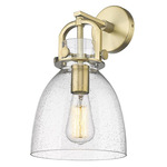 Newton Bell Wall Sconce - Brushed Brass / Clear Seedy