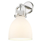 Newton Bell MW Wall Sconce - Polished Nickel / Matte White