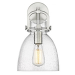Newton Bell Wall Sconce - Satin Nickel / Clear Seedy
