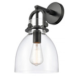 Newton Bell Wall Sconce - Matte Black / Clear
