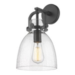 Newton Bell Wall Sconce - Matte Black / Clear Seedy