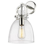 Newton Bell Wall Sconce - Polished Nickel / Clear Seedy