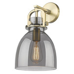 Newton Bell Wall Sconce - Brushed Brass / Smoked