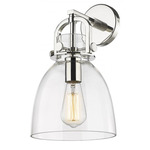 Newton Bell Wall Sconce - Polished Nickel / Clear