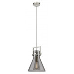 Newton Cone Stem Hung Pendant - Satin Nickel / Smoked