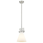 Newton Cone Stem Hung Mini Pendant - Satin Nickel / Matte White