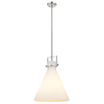 Newton Cone Stem Hung Pendant - Polished Nickel / Matte White