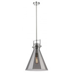 Newton Cone Stem Hung Pendant - Polished Nickel / Smoked