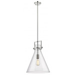 Newton Cone Stem Hung Pendant - Polished Nickel / Clear