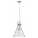 Newton Cone Stem Hung Pendant - Satin Nickel / Clear Seedy