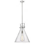 Newton Cone Stem Hung Pendant - Polished Nickel / Clear Seedy