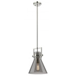 Newton Cone Stem Hung Pendant - Polished Nickel / Smoked