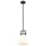 Newton Cone Stem Hung Mini Pendant - Matte Black / Matte White