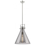 Newton Cone Stem Hung Pendant - Polished Nickel / Smoked
