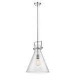 Newton Cone Stem Hung Pendant - Polished Nickel / Clear Seedy