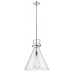 Newton Cone Stem Hung Pendant - Polished Nickel / Clear