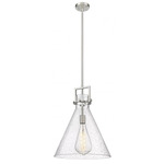 Newton Cone Stem Hung Pendant - Satin Nickel / Clear Seedy