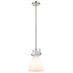 Newton Cone Stem Hung Mini Pendant - Polished Nickel / Matte White