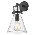 Newton Cone Wall Sconce - Matte Black / Clear Seedy
