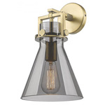 Newton Cone Wall Sconce - Brushed Brass / Smoked