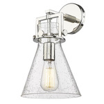 Newton Cone Wall Sconce - Polished Nickel / Clear Seedy