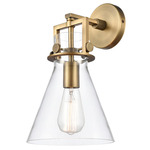 Newton Cone Wall Sconce - Brushed Brass / Clear