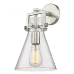 Newton Cone Wall Sconce - Satin Nickel / Clear Seedy