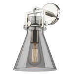 Newton Cone Wall Sconce - Polished Nickel / Smoked