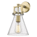 Newton Cone Wall Sconce - Brushed Brass / Clear Seedy