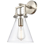 Newton Cone Wall Sconce - Satin Nickel / Clear