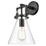 Newton Cone Wall Sconce - Matte Black / Clear