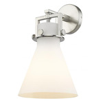 Newton Cone Wall Sconce - Satin Nickel / Matte White