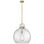 Newton Sphere Stem Hung Pendant - Brushed Brass / Clear Seedy