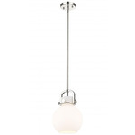 Newton Sphere Stem Hung Pendant - Polished Nickel / Matte White