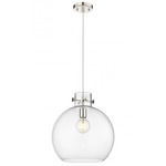 Newton Sphere Cord Hung Pendant - Polished Nickel / Clear
