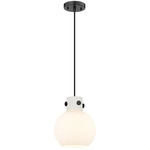 Newton Sphere Cord Hung Pendant - Matte Black / Matte White
