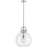 Newton Sphere Stem Hung Pendant - Polished Nickel / Clear