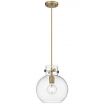 Newton Sphere Cord Hung Pendant - Brushed Brass / Clear